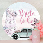 Aperturee - Pink Cake And Heels Round Happy Wedding Backdrop